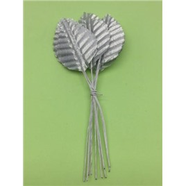 Листочки декоративные 3,2см х 5см. Цвет: silver (серебро). Упак 12 листочков.