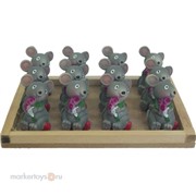 Сувенир набор мышек с цветами 4см 12шт Е70763