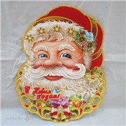 Панно Дед Мороз лицо 5301-3 картон 33см