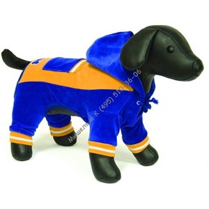 DEZZIE Костюм для собак спортивный  велюр желто-синий с капюшоном 25 см осень-зима