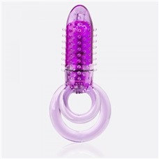 Фиолетовое виброкольцо с подхватом мошонки DOUBLE O 8 PURPLE