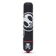 Чёрная вибропуля с принтом MINI BULLET VIBRATOR BONBON