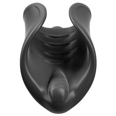 Чёрный мастурбатор Vibrating Silicone Stimulator с вибрацией