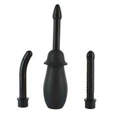 Чёрный анальный душ с насадками KIT BLACK