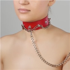 Красный ошейник из натуральной кожи
