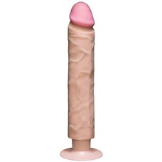 Телесный вибратор-реалистик The Realistic Cock ULTRASKYN Without Balls Vibrating 10” - 29,2 см.