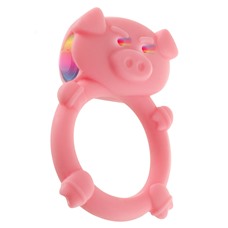 Розовое кольцо на пенис с вибрацией MAD PIGGY C-RING