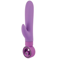 Фиолетовый вибратор с клиторальным отростком ROLLA VIBRATING AXLE - 23 см.