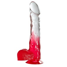 Красный фаллоимитатор с прозрачной верхней частью JELLY JOY FADE OUT DONG 8INCH - 20,3 см.