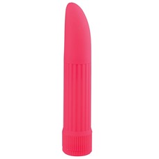 Классический розовый вибратор со скошенным кончиком BASICX MULTISPEED VIBRATOR - 13 см.