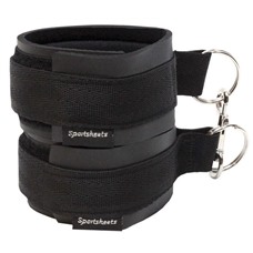 Чёрные манжеты на запястья с соединительным карабином Sports Cuffs