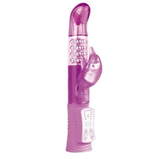 Фиолетовый перезаряжаемый вибратор Rechargeable Dolphin с дельфинчиком - 22 см.