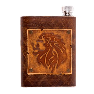 Фляжка в кожаном чехле Lion 0,25л. (коричн.)