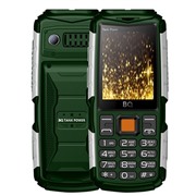 Сотовый телефон BQ M-2430 Tank Power Green Silver 4000mAh, вибро, 2 фонарика, функция Powerbank