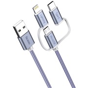 Кабель OLMIO (038896) 3 в 1 micro/8-pin/USB-C 1.2м 2.1A текстильная оплетка
