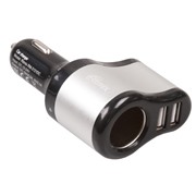 Разветвитель Ritmix RM-2121DC black/silver 2 USB + 1 прикуриватель