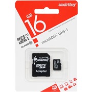 Карта памяти MicroSDHC 16 Gb SmartBuy class 10 LE  SB16GBSDCL10-01LE