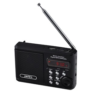Радиоприемник Perfeo Sound Ranger черный FM/MP питание USB или акб BL-5C