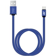 Кабель BoraSCO (34414) USB-C синий, 1 м, 3A, нейлоновая оплетка