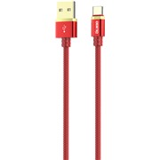Кабель OLMIO (038856) Deluxe USB-C красный, 1 м, 2.1A,