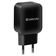 Зарядное устройство сетевое (220 В) DEFENDER EPA-13, 2 порта USB, выходной ток 2,1 А, черное, 83840 ОЗ