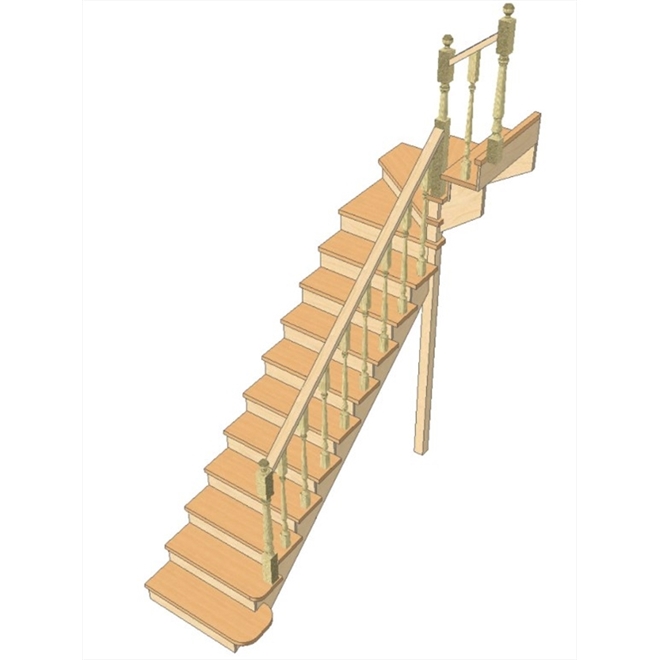 №2.1.1.10. Лестница с поворотом на 90 градусов, с забежными и прямыми ступенями