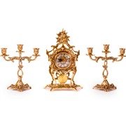 Часы каминные с маятником и канделябрами на 3 свечи, набор из 3 предм.