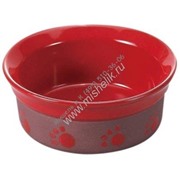 FAUNA INTМиска 12,5 см керамика красная с рисунком-лапами НОВИНКА