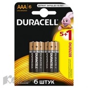 Батарея DURACELL ААA/LR03-6BL BASIC 5шт+1 бесплатно бл/6