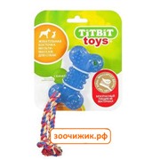 Игрушка TitBit косточка жевательная для собак, голубая, 10см