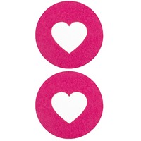 Shots Toys Nipple Sticker Round Open Hearts, розовые
Пэстисы в форме кругов, с отверстиями в форме сердечек
