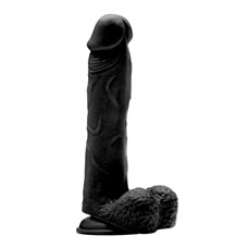 Чёрный фаллоимитатор Realistic Cock 9  With Scrotum - 23,5 см.