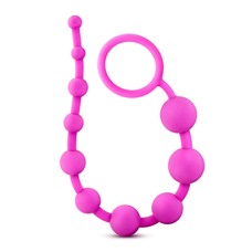 Розовая анальная цепочка Luxe Silicone 10 Beads - 32 см.