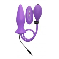 Фиолетовый анальный стимулятор с функцией расширения и вибрацией Inflatable Vibrating Silicone Plug - 12,2 см.