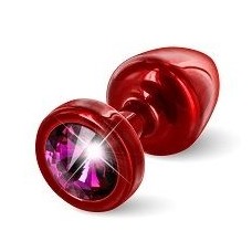 Красная пробка с малиновым кристаллом ANNI round Red T1 Fuschia - 6 см.