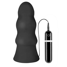 Чёрная виброёлочка MENZSTUFF VIBRATING BUTTCRASHER WAVED - 20 см.